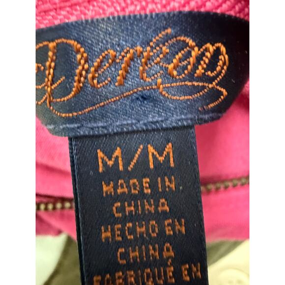 VTG Y2K Dereon Beyonce Womens Medium Fleur De Lis Pink BodyCon Dress Zip Midi - Picture 2 of 5